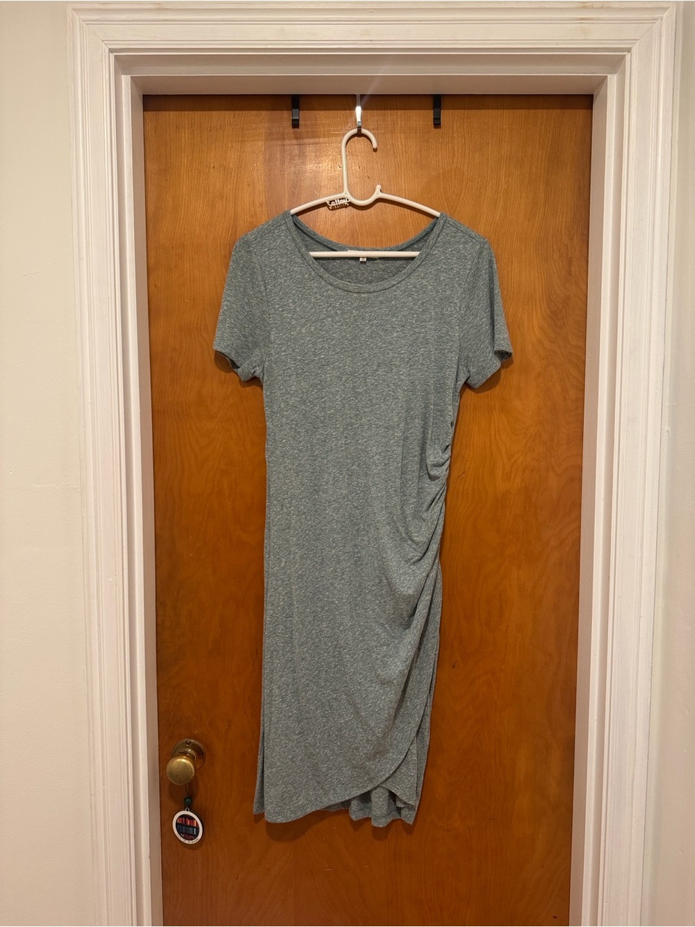 Z Supply Heathered Sage Green Short Sleeve Midi Dress